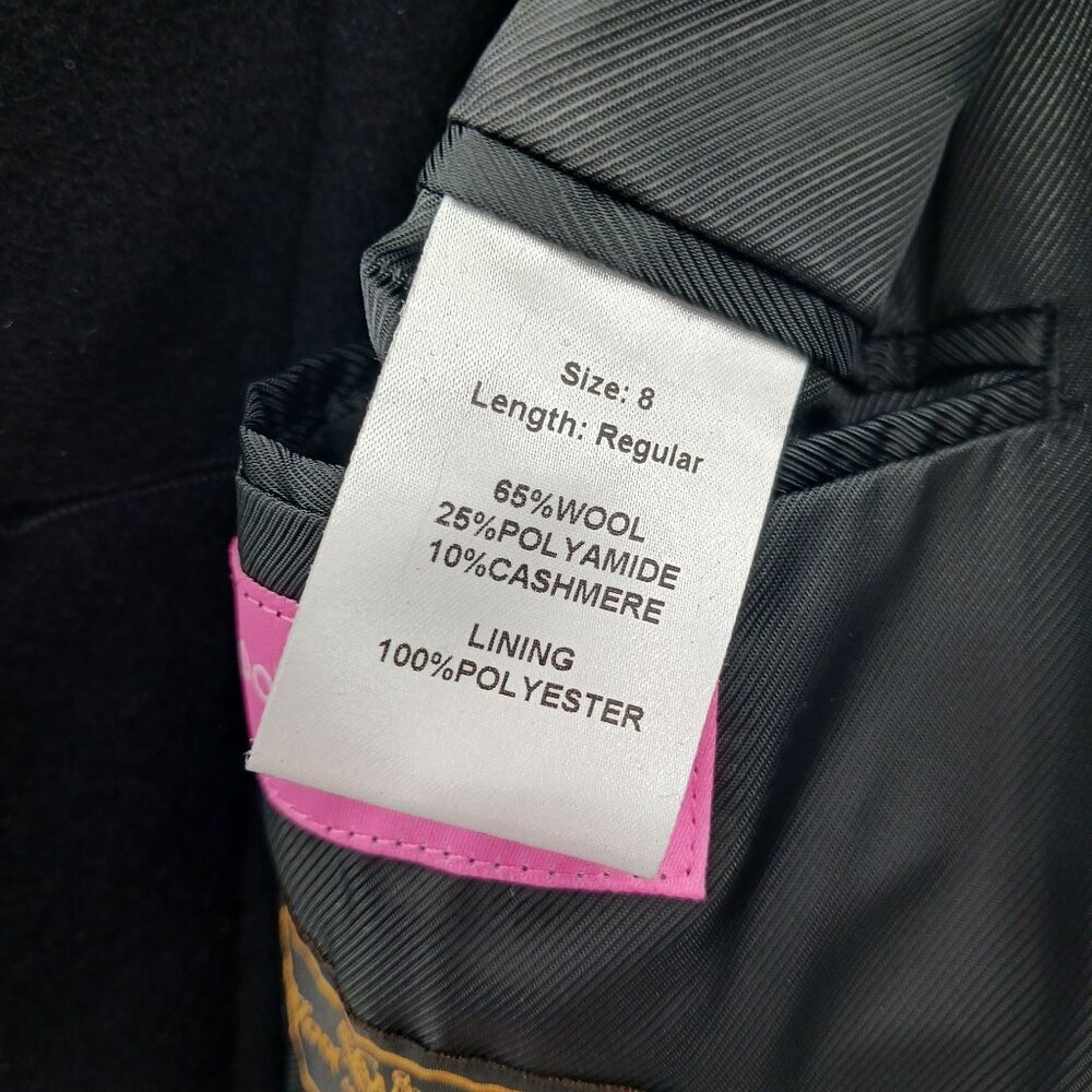 Brook Taverner Wool Cashmere Overcoat Black BURLINGTON Made In Italy Size 8 - Picture 10 of 14